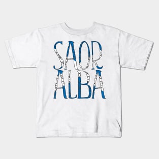 SAOR ALBA, Scottish Independence Saltire Flag Text Slogan Kids T-Shirt